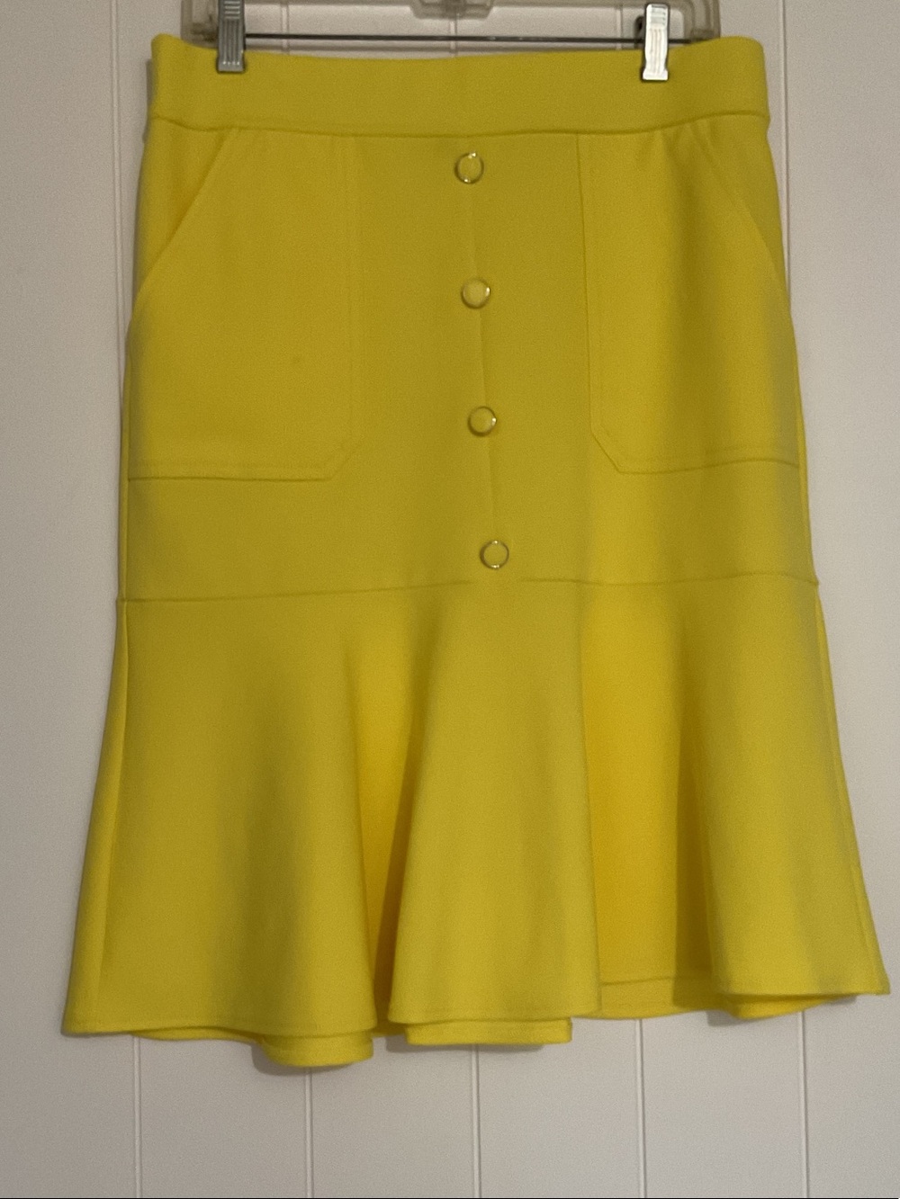 Bright Yellow A-Line Button-Front Skirt